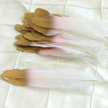 Real Goose Feathers Blush & White Metallic Gold Dipped 30 Pack