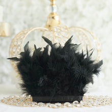 Black 39 Inch Real Turkey Feather Fringe Trim with Satin Ribbon Tape