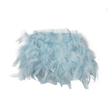 Real Turkey Feather Fringe Trim Dusty Blue 39 Inch with Satin Ribbon Tape#whtbkgd
