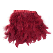 Real Turkey Feather Fringe Trim Burgundy 39 Inch with Satin Ribbon Tape#whtbkgd