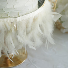 Ivory Turkey Feather Fringe Trim with Satin Ribbon Tape 39 Inch Real