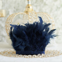 Navy Blue 39 Inch Real Turkey Feather Fringe Trim with Satin Ribbon Tape