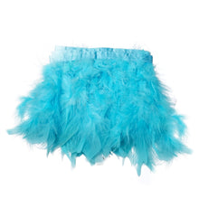 Real Turkey Feather Fringe Trim Turquoise 39 Inch with Satin Ribbon Tape#whtbkgd