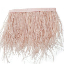 Real Ostrich Feather Fringe Trim Dusty Rose 39 Inch with Satin Ribbon Tape#whtbkgd