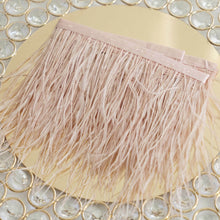 Dusty Rose 39 Inch Real Ostrich Feather Fringe Trim with Satin Ribbon Tape