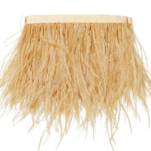 Real Ostrich Feather Fringe Trim Gold 39 Inch with Satin Ribbon Tape#whtbkgd