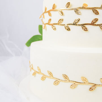 Olive Gold Leaf Ribbon Trim, Artificial Vines Leaf Garland For DIY Craft Party Wedding Home Decor 67ft