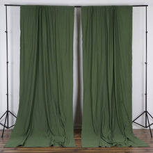 2 Pack Olive Green Scuba Polyester Curtain Panel Inherently Flame Resistant Backdrops