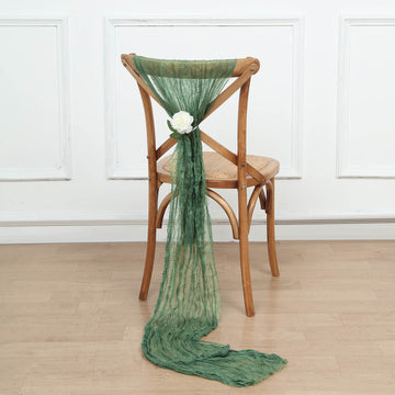 Elevate Your Event with Olive Green Gauze Cheesecloth Boho Chair Sashes