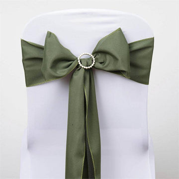 5 Pack | 6"x108" Olive Green Polyester Chair Sashes