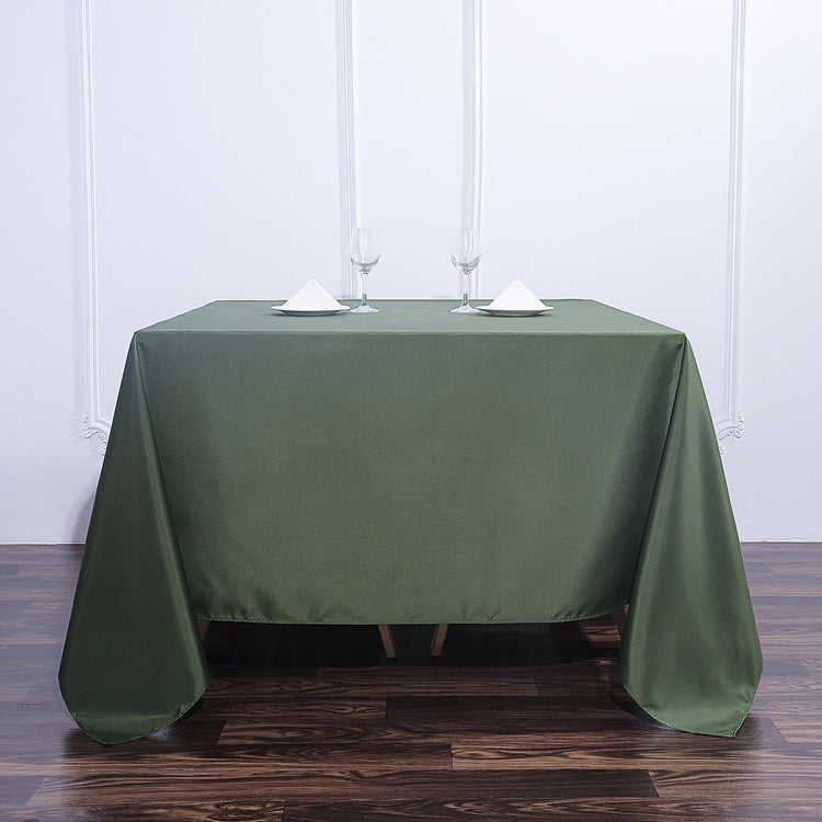 Square Polyester Tablecloth in Olive Green Seamless 90 Inch