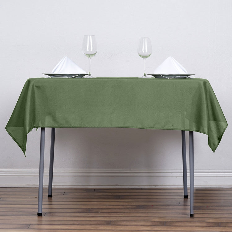 Square Olive Green Polyester Tablecloth 54 Inch