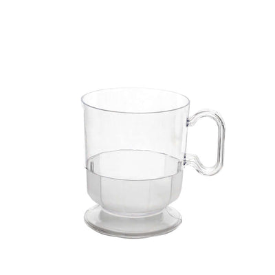 Clear glass mug with a unique handle design