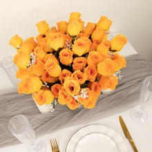 Orange Flower Artificial Rose Bud Premium Silk Bouquets 12 Bushes
