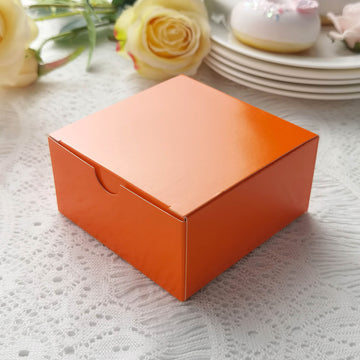 100 Pack Orange Cake Cupcake Party Favor Gift Boxes, DIY 4"x4"x2"
