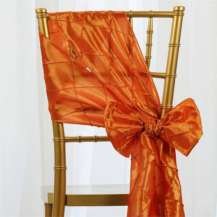 5 PCS | 7 Inch x 106 Inch | Orange Pintuck Chair Sashes | eFavorMart#whtbkgd