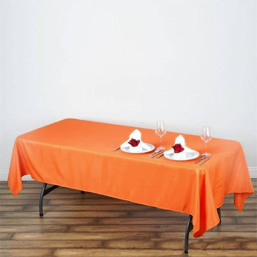 60"x102" Orange Seamless Polyester Rectangular Tablecloth