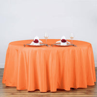 120" Orange Seamless Polyester Round Tablecloth