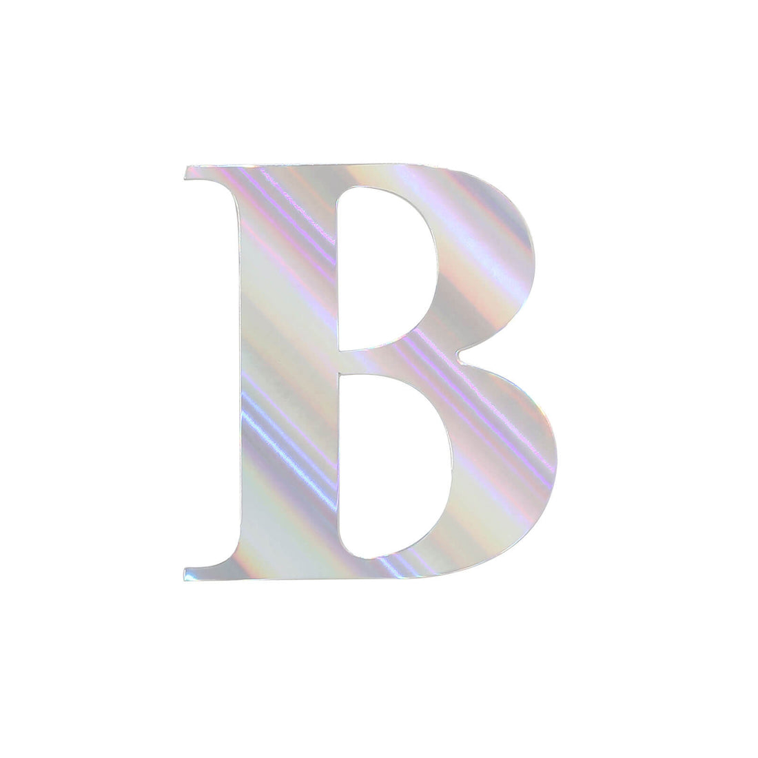 Holographic letter "B" cutout on white background