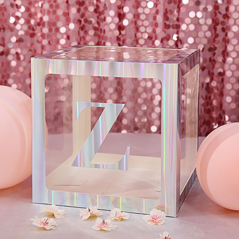 Holographic letter Z display box with decorative elements
