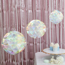 3 Set of Iridescent 3D Round Hanging Honeycombs 6 Inch 8 Inch 10 Inch