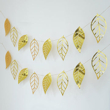Create a Magical Atmosphere with the Gold Foiled Paper Assorted Leaves Hanging Garland Banner