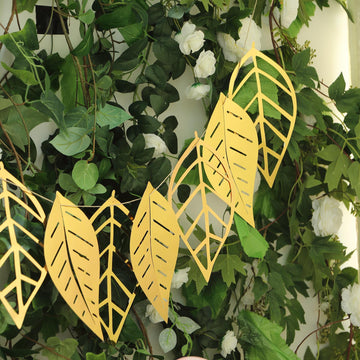 Add Festive Shimmer to Your Events with the Gold Foiled Paper Assorted Leaves Hanging Garland Banner