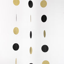 7.5 Feet Black & Gold Circle Dot Paper Hanging Garland Backdrop Streamer Pack of 3#whtbkgd 
