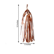 Blush and Rose Gold Foil Tassel with measurements of 12 inches and 5 inches, ideal for balloon & décor garlands