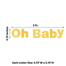 Gold Glitter Paper Banner that says 'Oh Baby' is 3 ft long