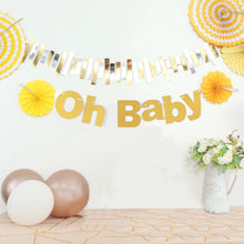 3 Feet Oh Baby Shower Glittered Paper Hanging Garland In Gold