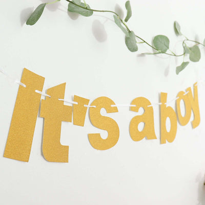 "It's a boy" gold banner for baby shower decor.