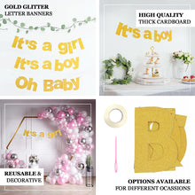 It's A Girl Baby Shower Gender Reveal Gold Glittered 3 Feet Hanging Banner