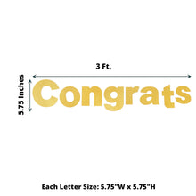 A gold glitter paper banner that says congrats is 3 ft long
