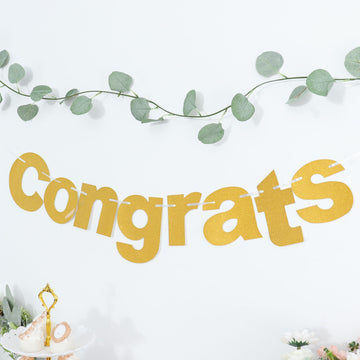 Create Unforgettable Memories with Gold Glittered Congrats Paper Hanging Garland Banner
