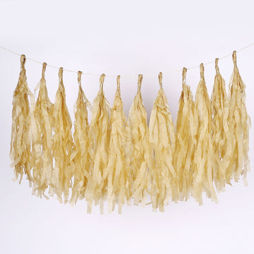 Add a Touch of Elegance with Pre-Tied Champagne Paper Fringe Tassels