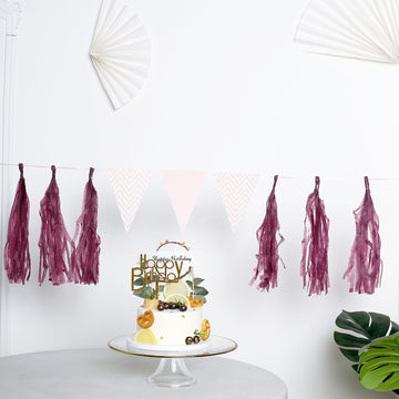 Add a Pop of Color with our Eggplant Tissue Paper Tassel Garland