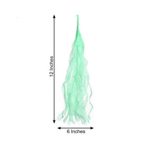 A string of mint tissue paper with measurements of 12 inches and 6 inches, featuring balloon & décor garlands