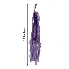 Purple tissue paper tassel with a measurement of 12 inches, used for balloon & décor garlands