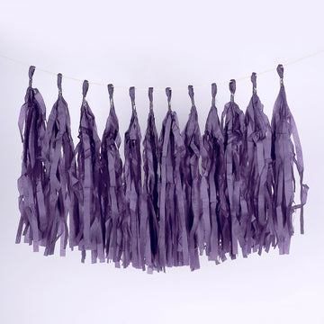 Add a Pop of Purple to Your Party with our Pre-Tied Purple Tissue Paper Tassel Garland