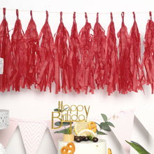 12 Pack | Pre-Tied Red Paper Fringe Tassels With Garland String, Hanging Streamer Banner