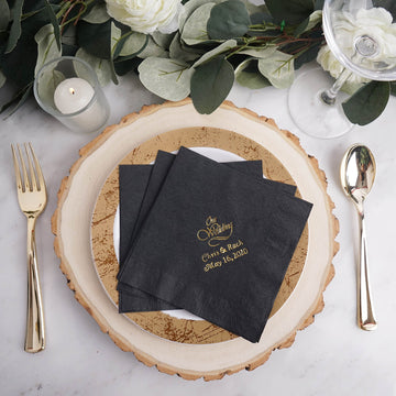 Elegant White Personalized Paper Cocktail Napkins for Custom Wedding Favors