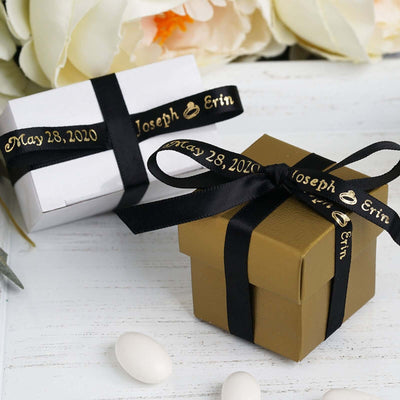 Elegant gift boxes with personalized ribbons for special occasions.