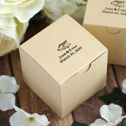 100 Pack Personalized Wedding Favor Gift Boxes, Natural Mini Cupcake Boxes 3"x3"x3"