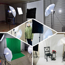 Continuous Lighting With Soft Box Reflectors & Muslin Chromakey Backgrounds 1200 W White Umbrella Photo Video Studio Kit