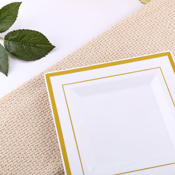 Create a Stunning Tablescape with Gold Trim White Square Dessert Plates