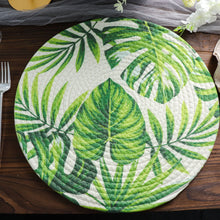 Cotton Round Woven Placemats With Tropical Leaf 4 Pack 15 Inch
