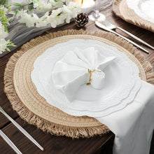 Woven Braided Cotton Jute Placemats 15 Inch With Fringe Rim Design 4 Pack