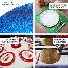 6 Pack Non Slip Dusty Blue Sparkle Placemats Round 