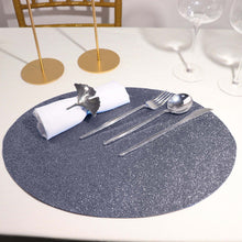 6 Pack Glitter Table Mats in Charcoal Gray Non Slip